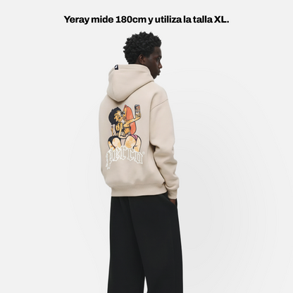 Sweat à capuche beige Booty
