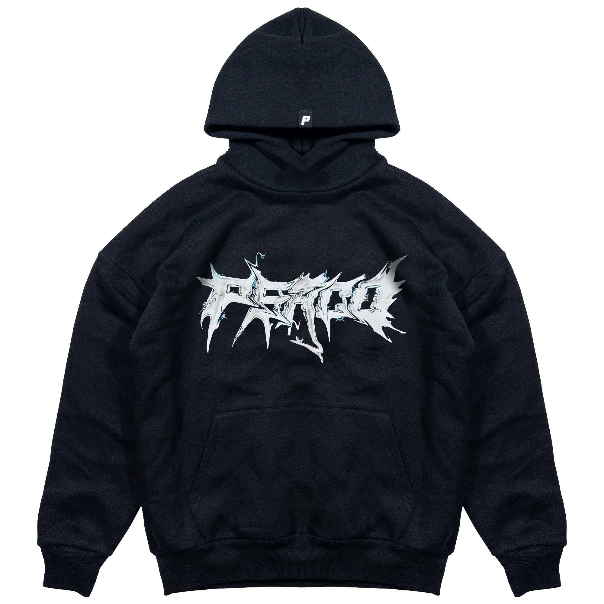 SWEAT À CAPUCHE NOIR EN MÉTAL