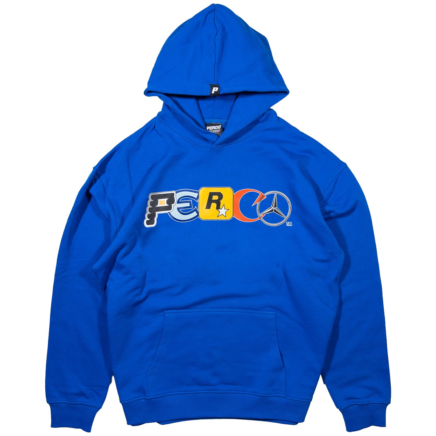 Sweat à capuche bleu avec logos