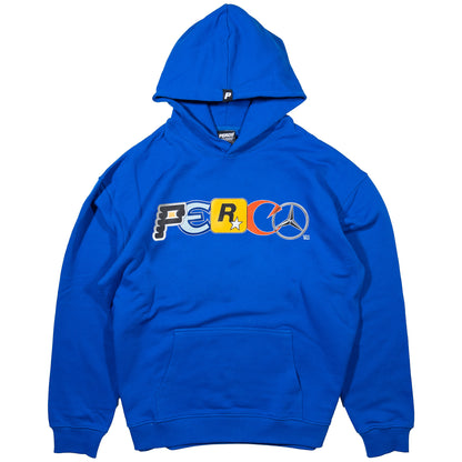 Sweat à capuche bleu avec logos
