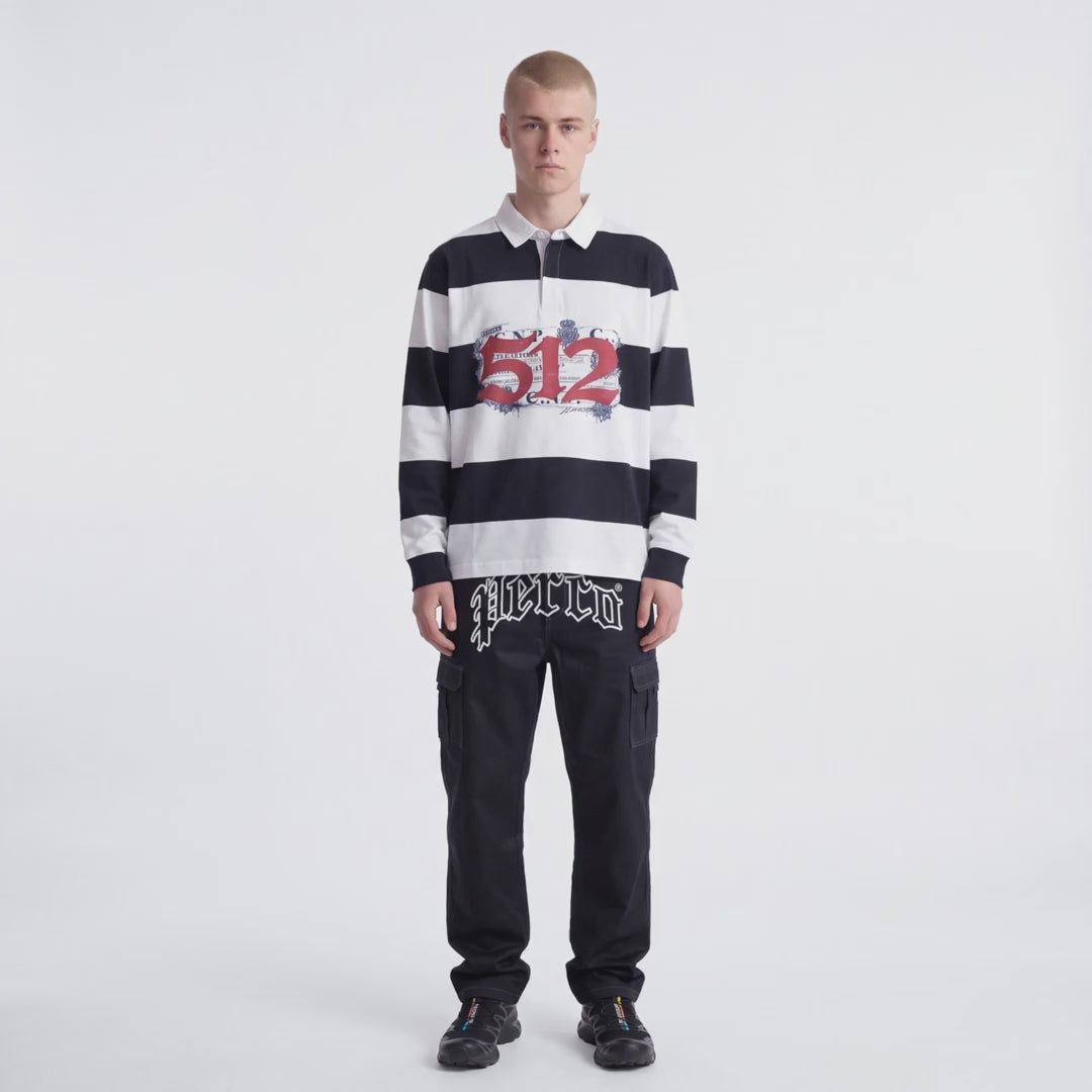 512 STRIPES BLACK POLO